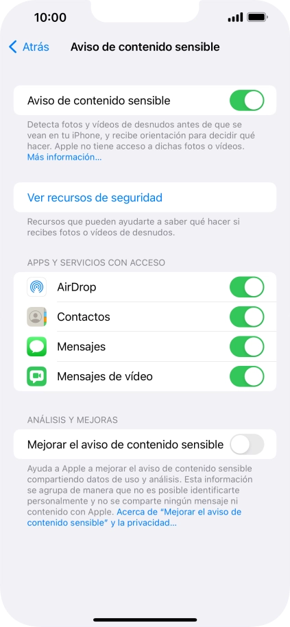 Pulsa el indicador junto a las aplicaciones deseadas para activar o desactivar la función.
