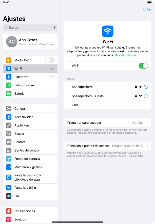 Pulsa la red wifi deseada e introduce la contraseña de esta red.