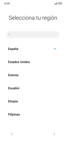 Pulsa el país o el área deseados.