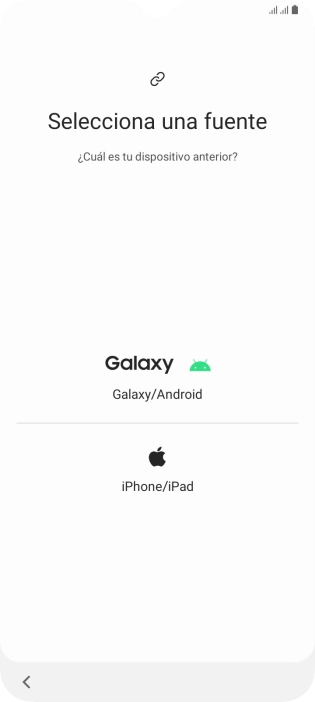 Pulsa el ajuste deseado y sigue las instrucciones de la pantalla para transferir el contenido del otro teléfono.