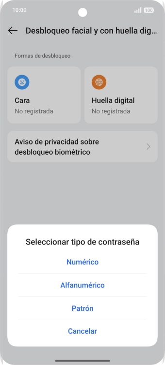 Pulsa el código de seguridad deseado.