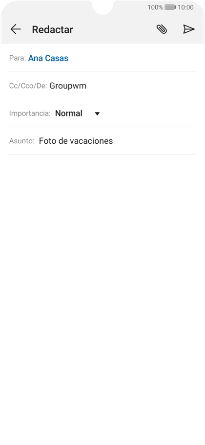 Pulsa en el campo de escritura  y escribe el texto del correo electrónico.