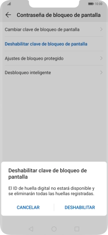 Introduce el código de seguridad actual y pulsa DESHABILITAR.