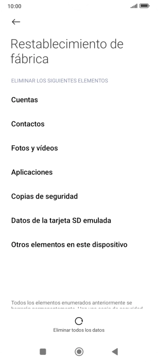 Pulsa Eliminar todos los datos.