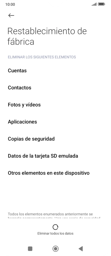 Pulsa Eliminar todos los datos.
