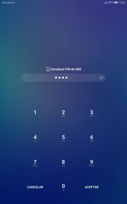 Si lo solicita la tablet, introduce el código PIN y pulsa ACEPTAR.