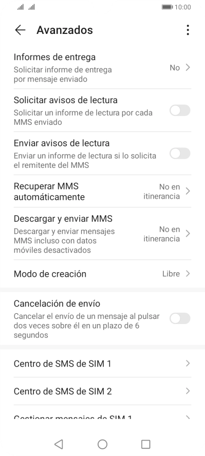 Pulsa Centro de SMS de ‹SIM›.