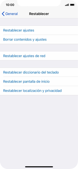 Pulsa Restablecer ajustes.