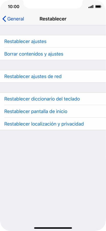 Pulsa Restablecer ajustes.