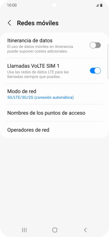 Pulsa Modo de red.