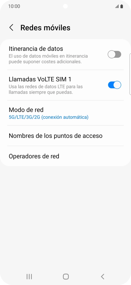 Pulsa Modo de red.