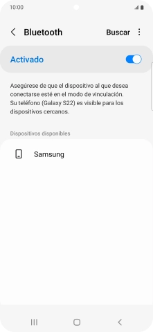 Pulsa el dispositivo Bluetooth deseado y sigue las indicaciones de la pantalla para vincular el dispositivo al teléfono.