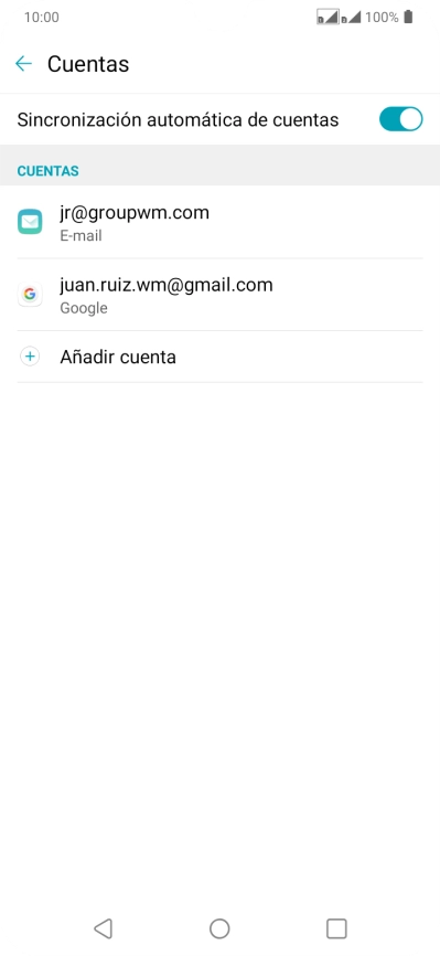 Pulsa la cuenta de correo electrónico deseada.