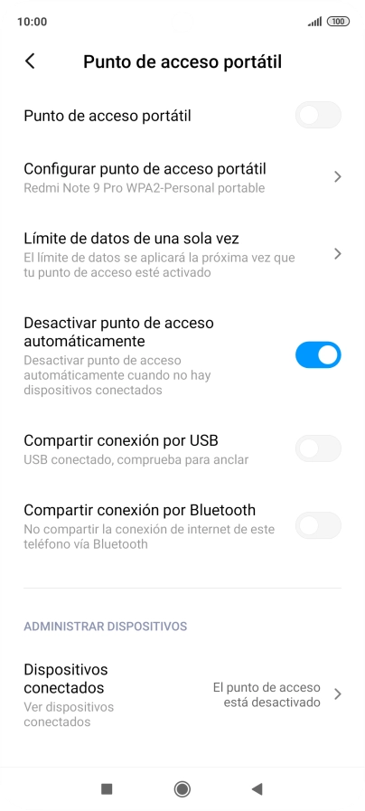 Pulsa Configurar punto de acceso portátil.