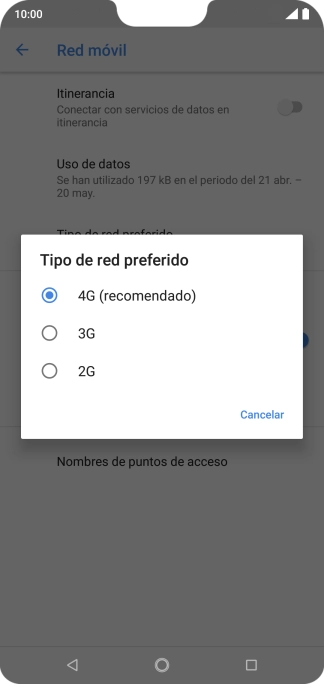 Pulsa el tipo de red deseado.