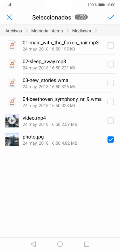 Pulsa el icono de aceptar.
