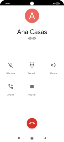 Pulsa el icono de finalizar llamada.