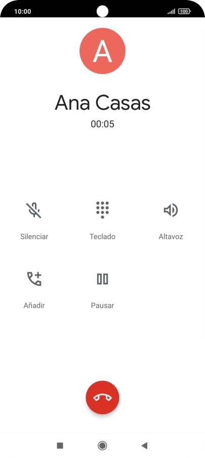 Pulsa el icono de finalizar llamada.