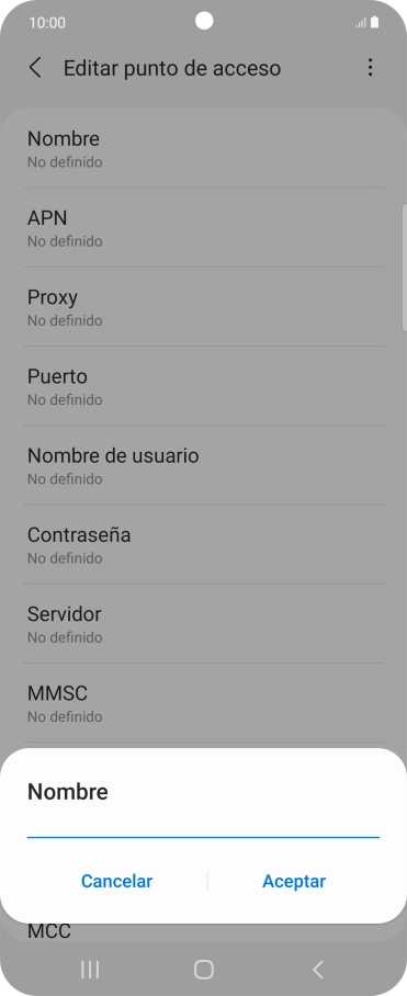 Introduce Vodafone Internet y pulsa Aceptar.