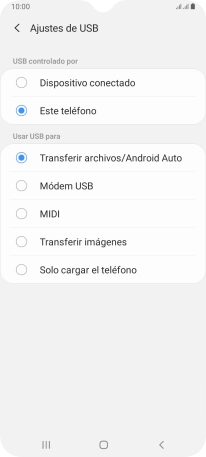 Pulsa Transferir archivos/Android Auto.