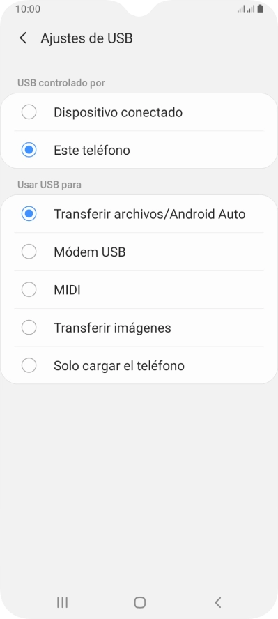 Pulsa Transferir archivos/Android Auto.