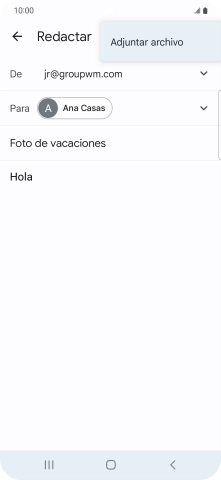 Pulsa Adjuntar archivo y desplázate a la carpeta deseada.