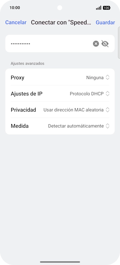 Introduce la contraseña de la red wifi y pulsa Guardar.