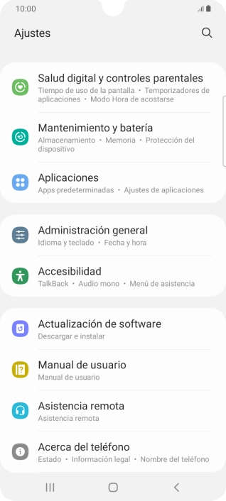 Pulsa Mantenimiento y batería.