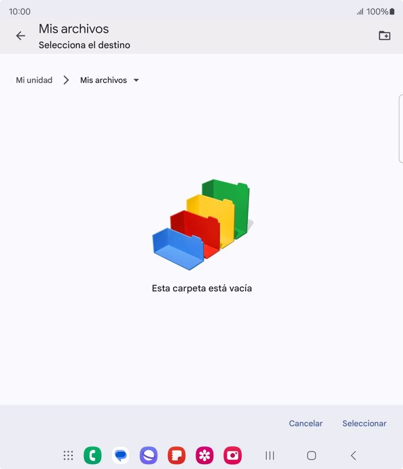 Si deseas crear una nueva carpeta, pulsa el icono de nueva carpeta y sigue las indicaciones de la pantalla para crearla.