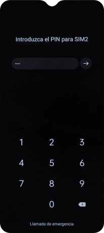 Si tu tarjeta SIM está bloqueada, introduce el código PIN y pulsa la flecha hacia la derecha.