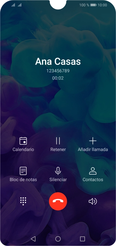 Pulsa el icono de finalizar llamada.