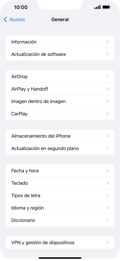 Pulsa Actualización de software. Si hay una versión de software nueva disponible, aparecerá ahora en la pantalla. Sigue las indicaciones de la pantalla para actualizar el software del teléfono.