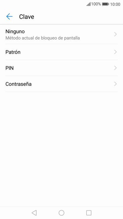 Introduce el código de seguridad actual y pulsa Ninguno.