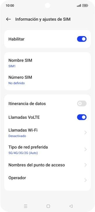 Pulsa Tipo de red preferida.