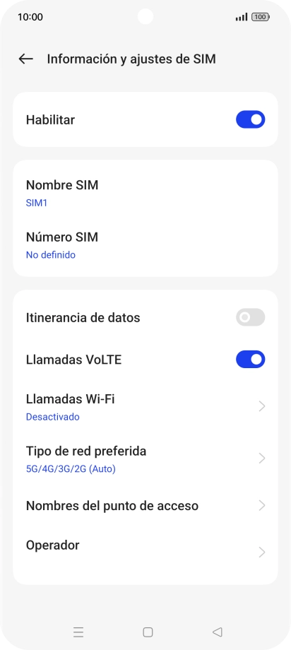 Pulsa Tipo de red preferida.