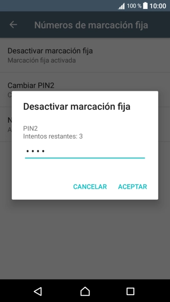 Introduce el código PIN2 y pulsa ACEPTAR.
