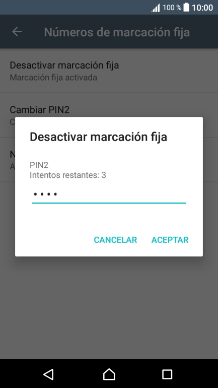 Introduce el código PIN2 y pulsa ACEPTAR.