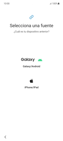 Pulsa el ajuste deseado y sigue las instrucciones de la pantalla para transferir el contenido del otro teléfono.