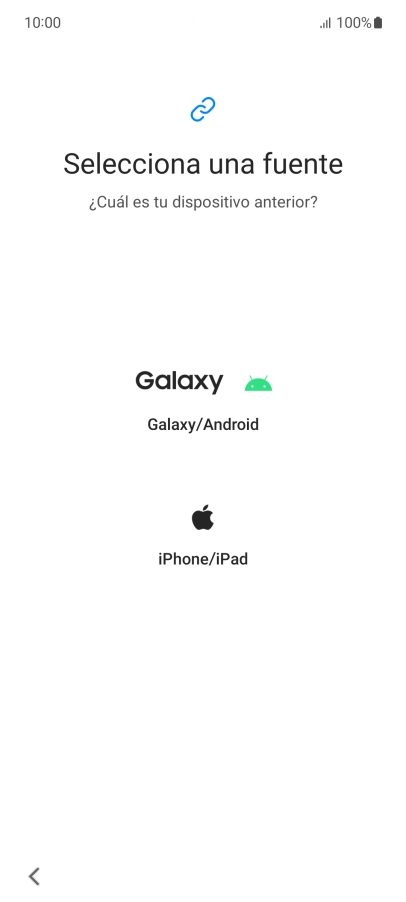 Pulsa el ajuste deseado y sigue las instrucciones de la pantalla para transferir el contenido del otro teléfono.