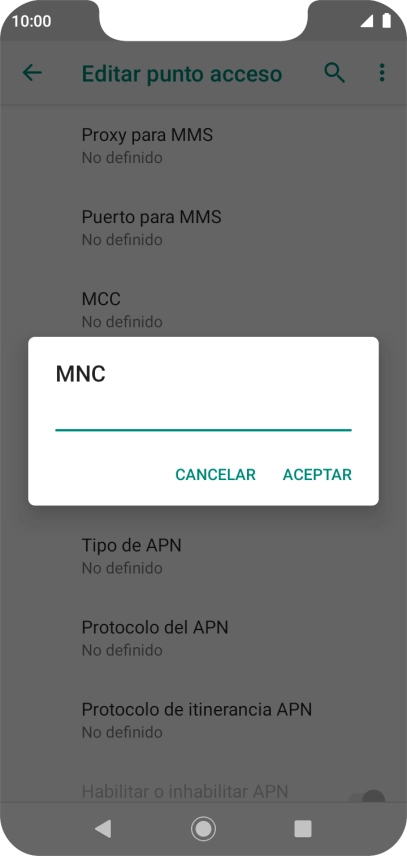 Introduce 01 y pulsa ACEPTAR.