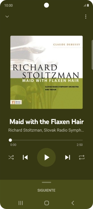 Pulsa la flecha hacia la derecha para ir al archivo de música siguiente.