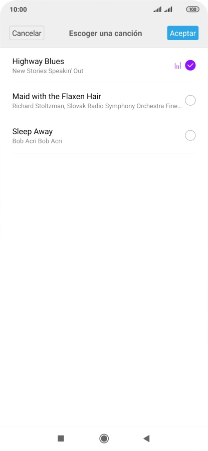 Al encontrar un timbre de llamada de tu gusto, pulsa Aceptar.