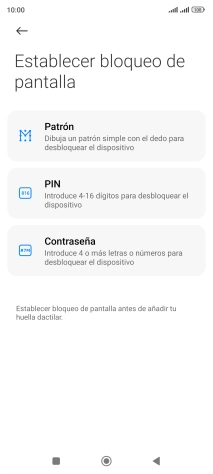 Pulsa el código de seguridad deseado.