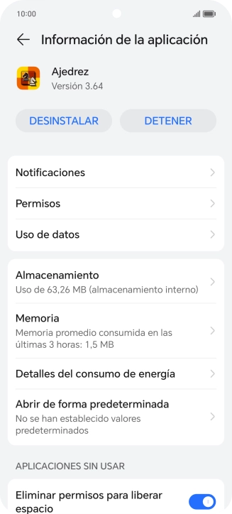 Pulsa Almacenamiento.