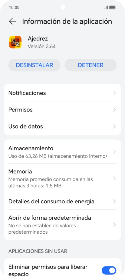 Pulsa Almacenamiento.