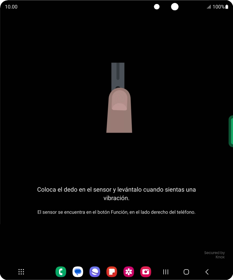 Sigue las indicaciones de la pantalla para crear una huella digital como código de seguridad.