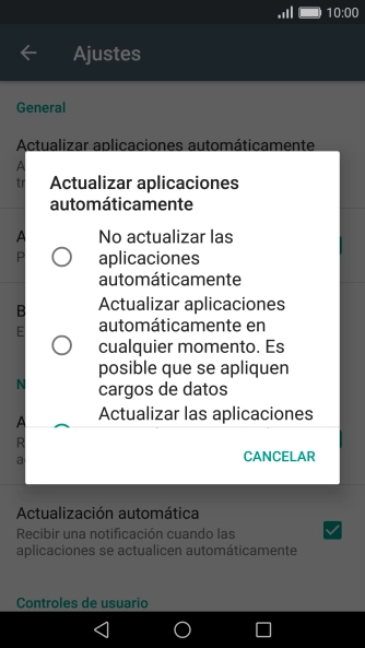 Pulsa No actualizar las aplicaciones automáticamente para desactivar la función.