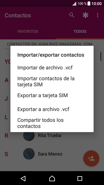 Pulsa Importar contactos de la tarjeta SIM.