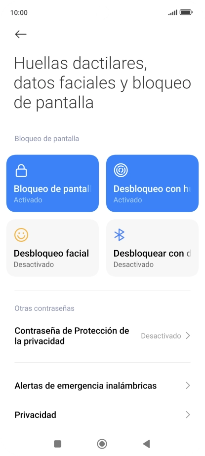 Pulsa Bloqueo de pantalla.