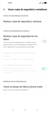 Pulsa Volver al estado de fábrica (borrar todo).